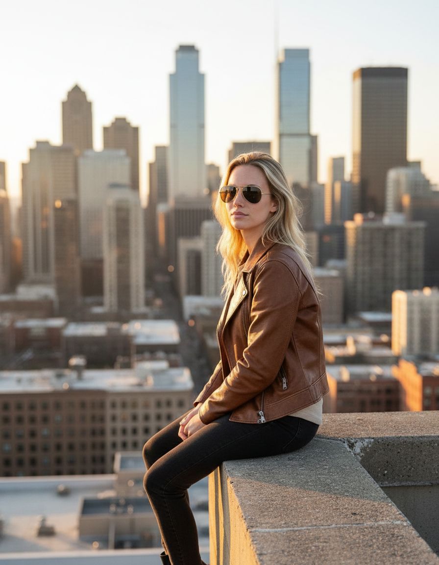 City rooftop portrait example created with Selfee